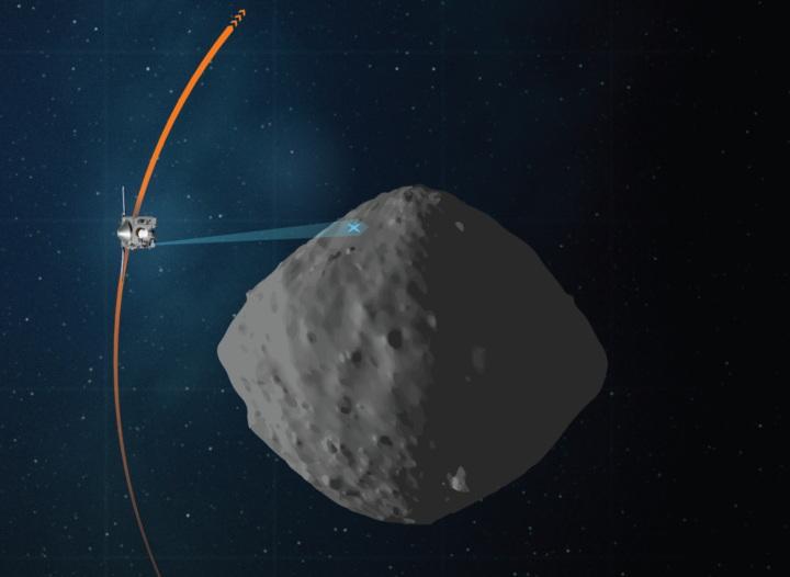 Artistieke impressie verkenning Bennu door OSIRIS-REx 